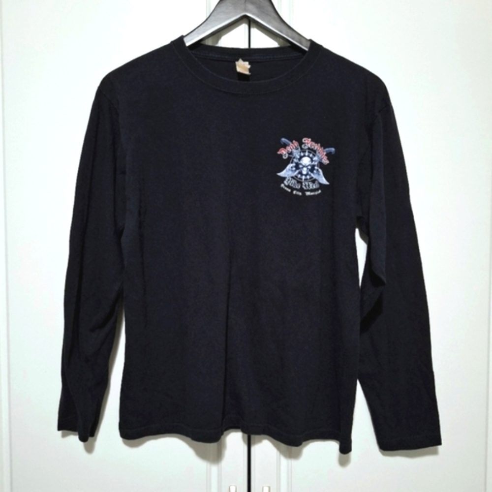 Anvil Mens Graphic Longsleeve T-Shirt Black Dead Freddies Bike Week OceanCity MD - Picture 6 of 15